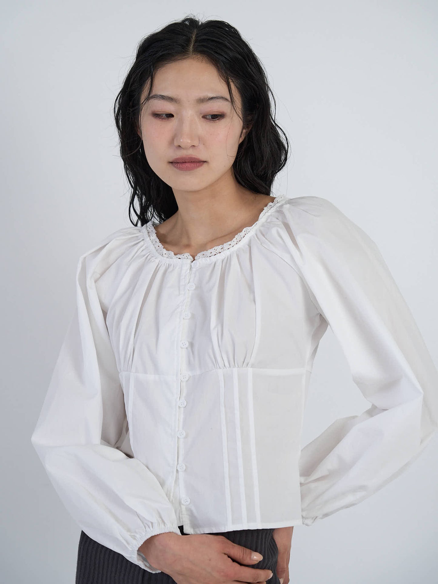 lace button blouse