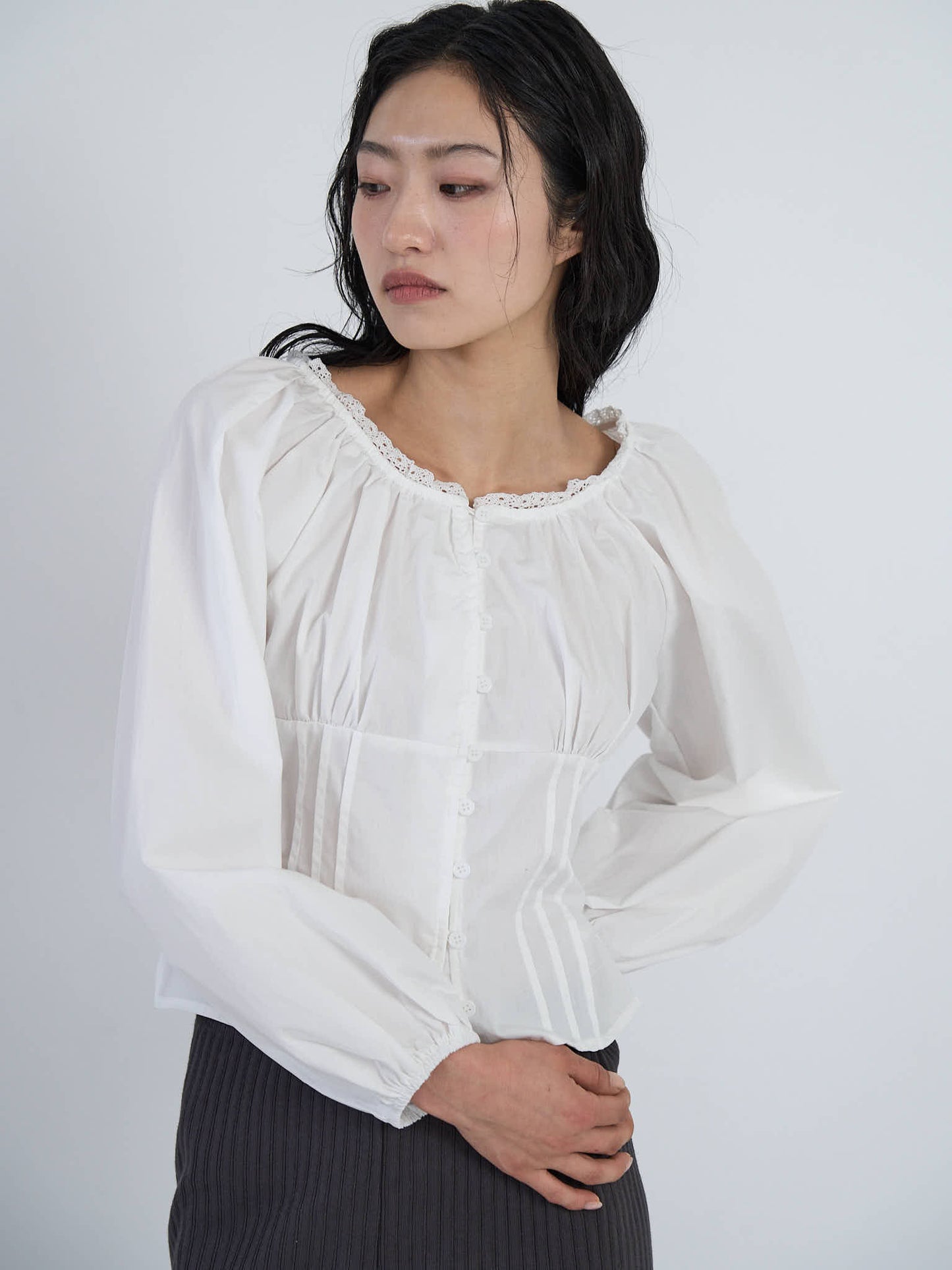 lace button blouse