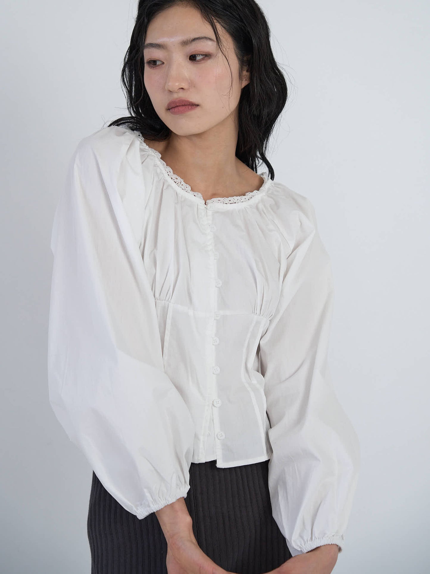lace button blouse