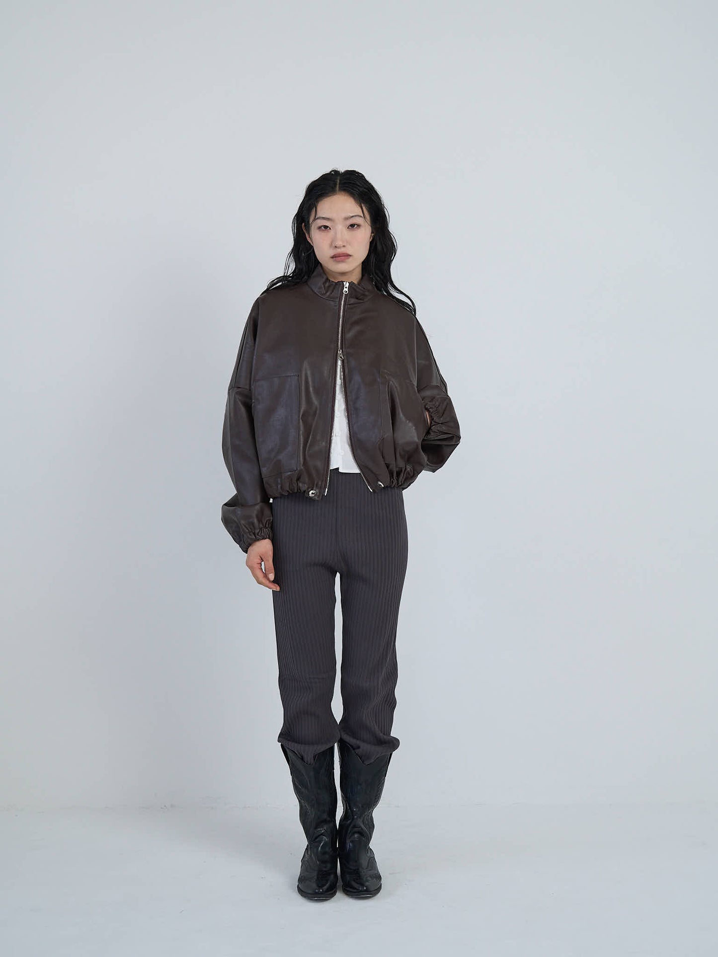 leather zip jacket