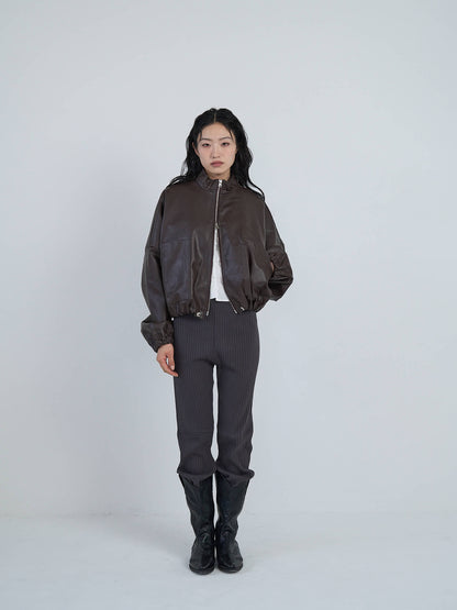 leather zip jacket