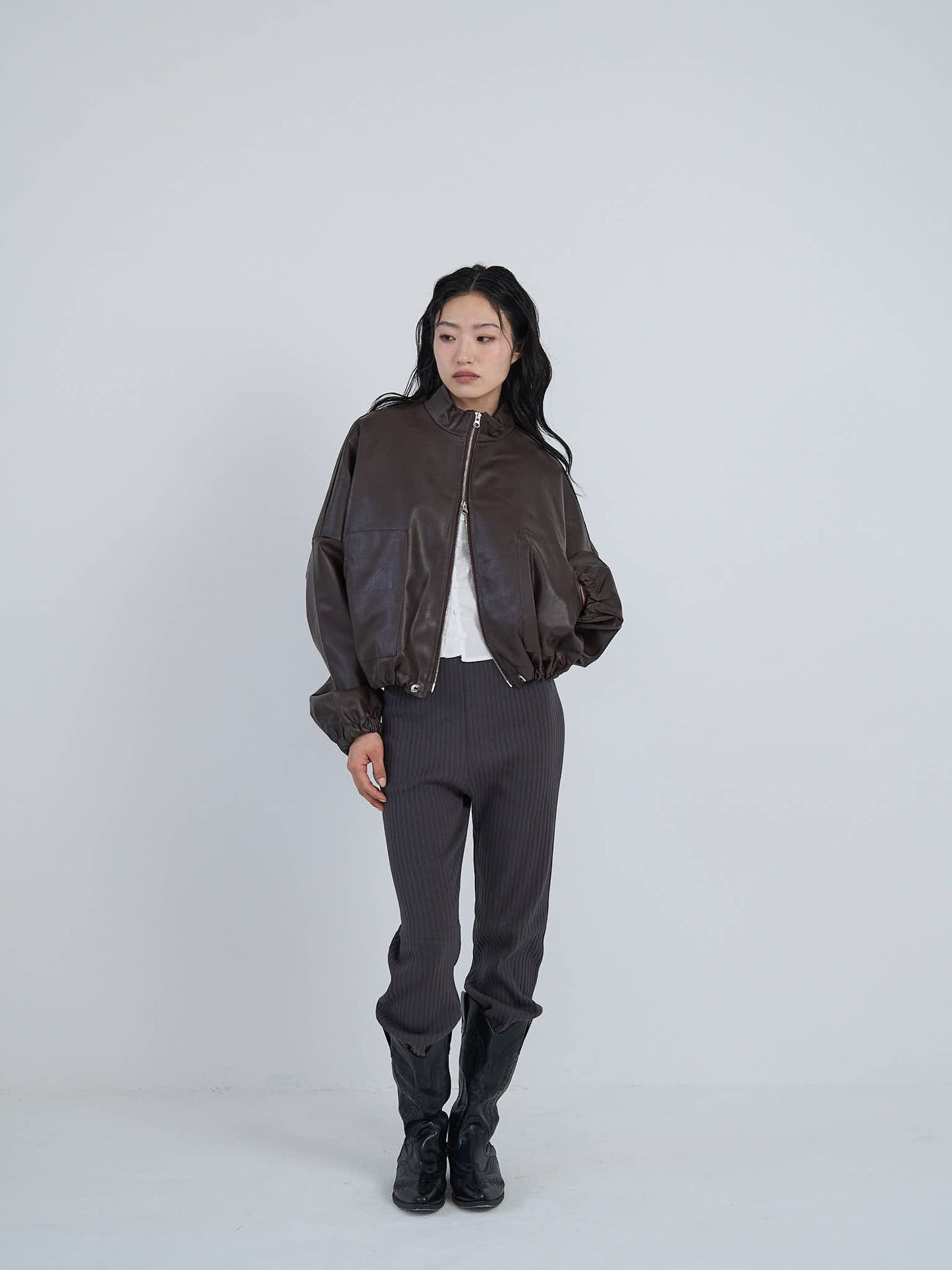 leather zip jacket