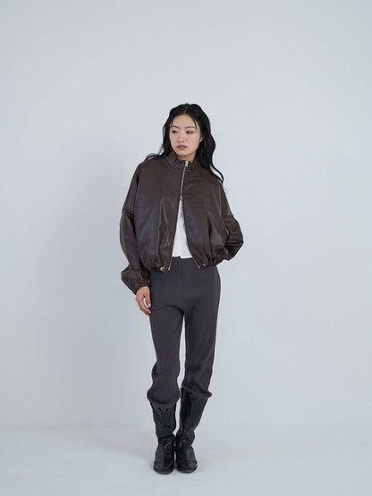 leather zip jacket
