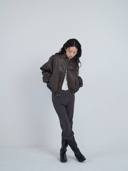 leather zip jacket