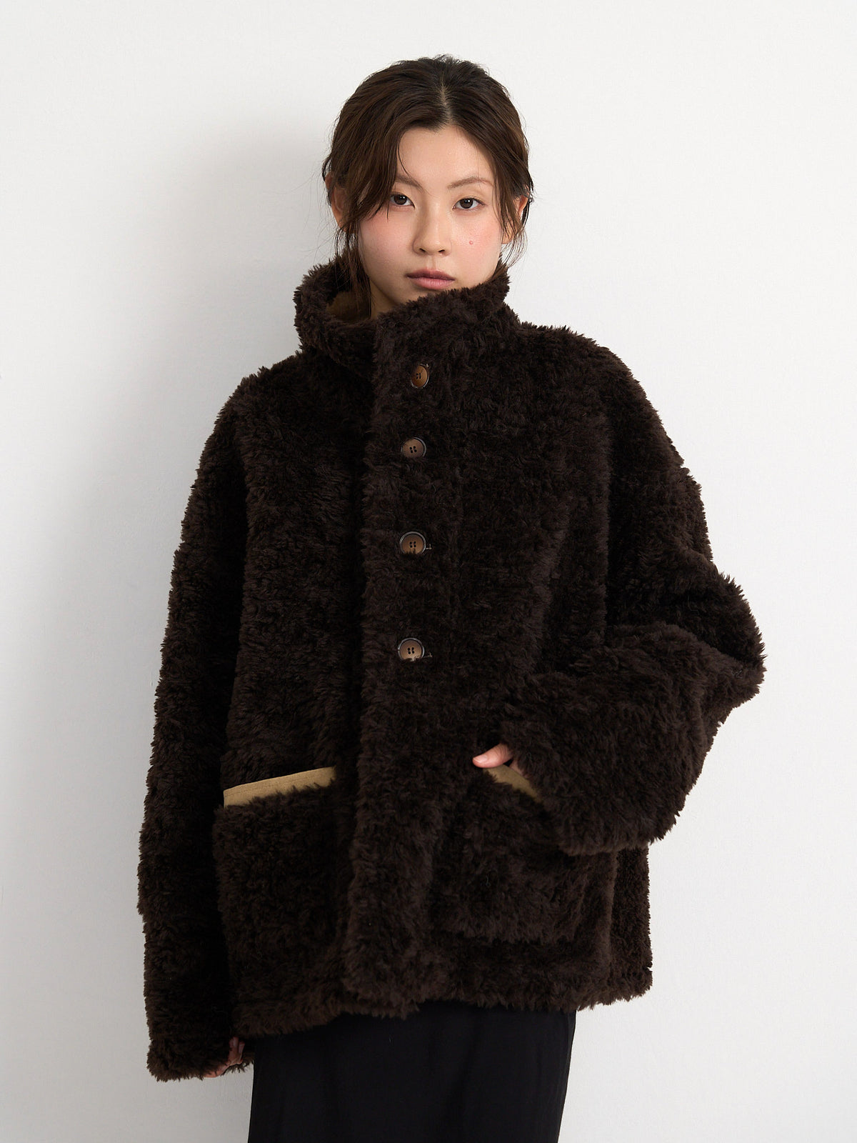 reversible mouton jacket