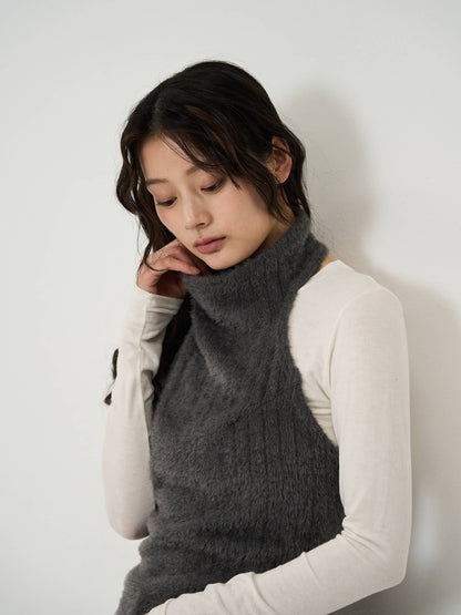 fuzzy mock neck top