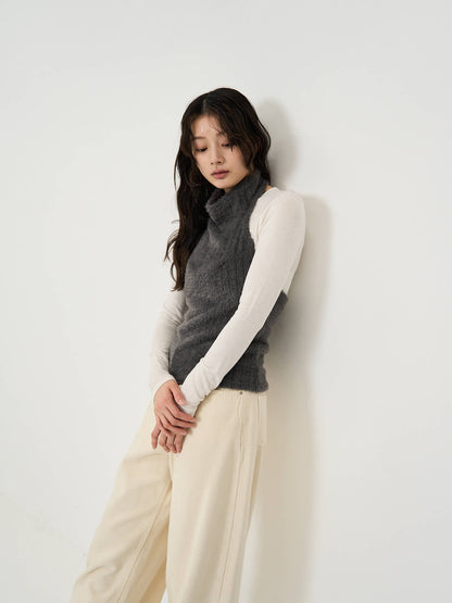 fuzzy mock neck top