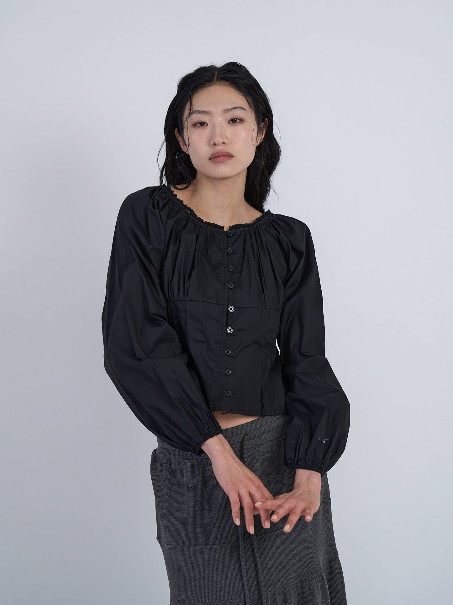 lace button blouse