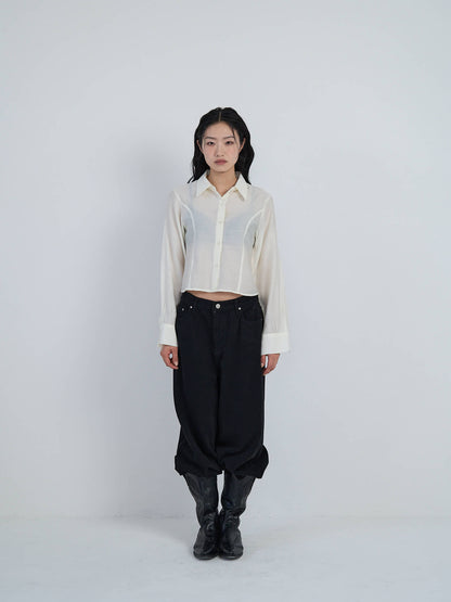 cropped stripe shirt