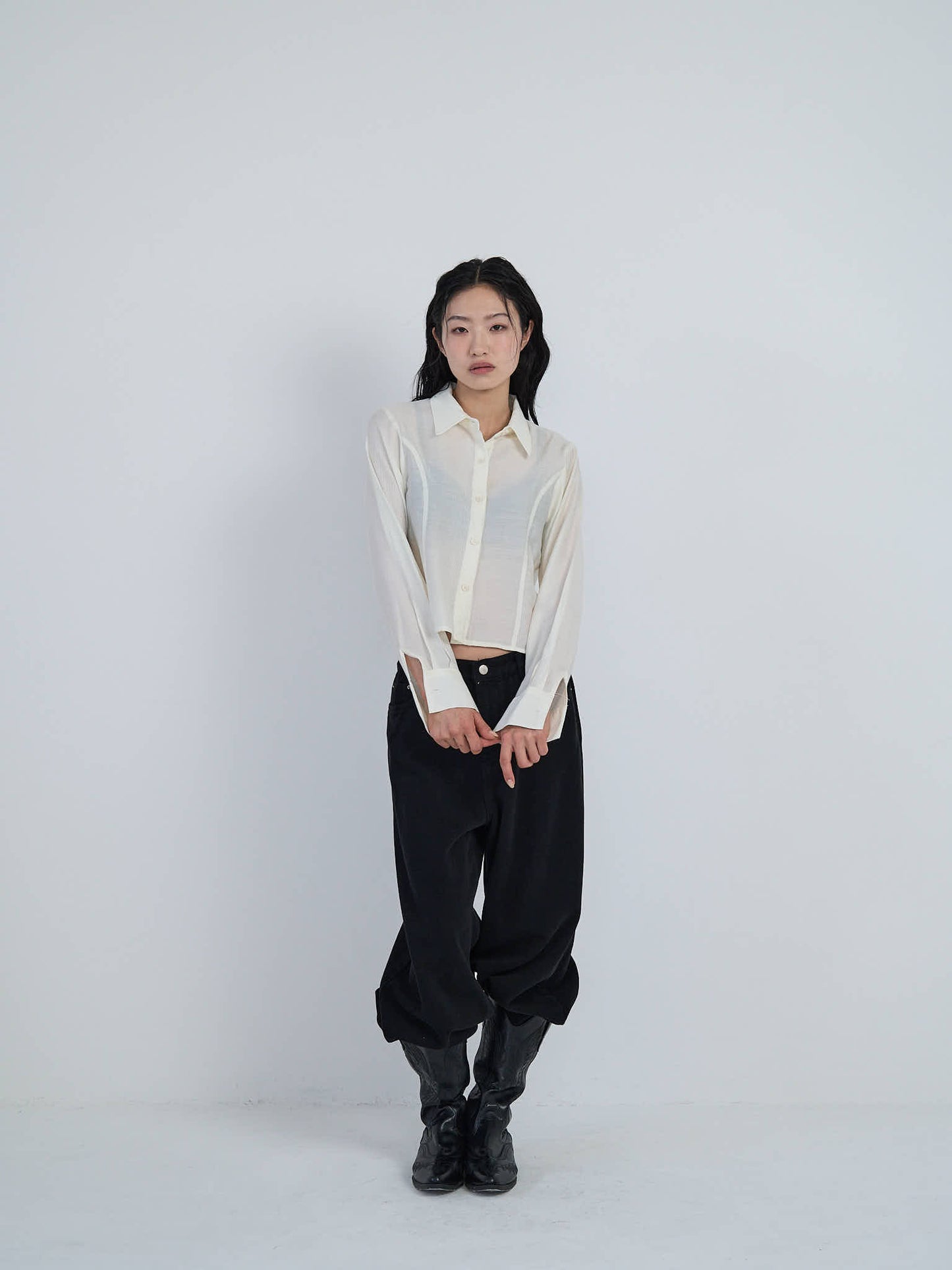 cropped stripe shirt