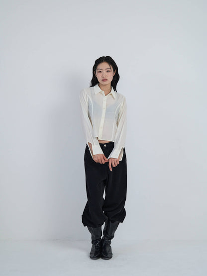 cropped stripe shirt
