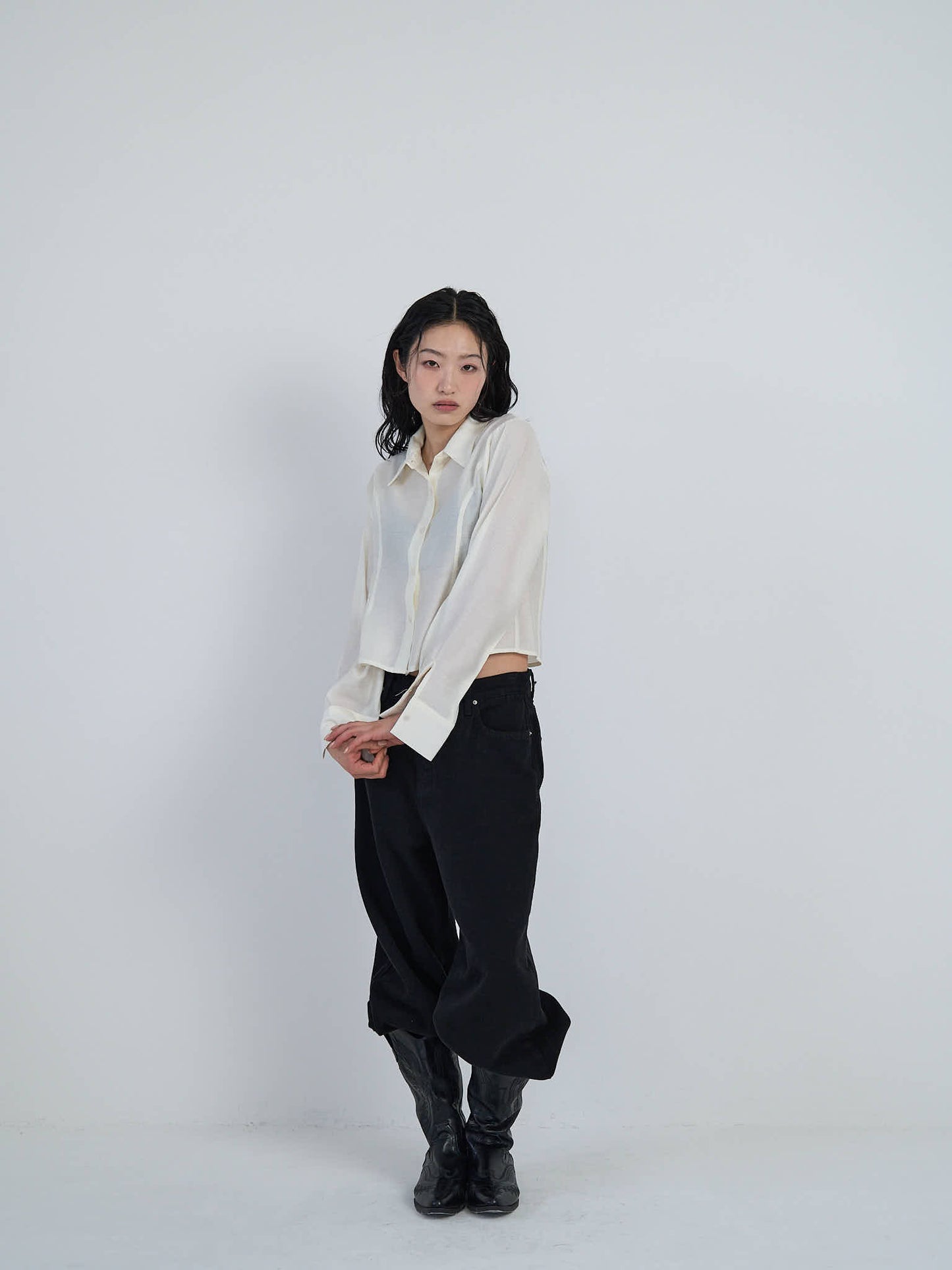 cropped stripe shirt