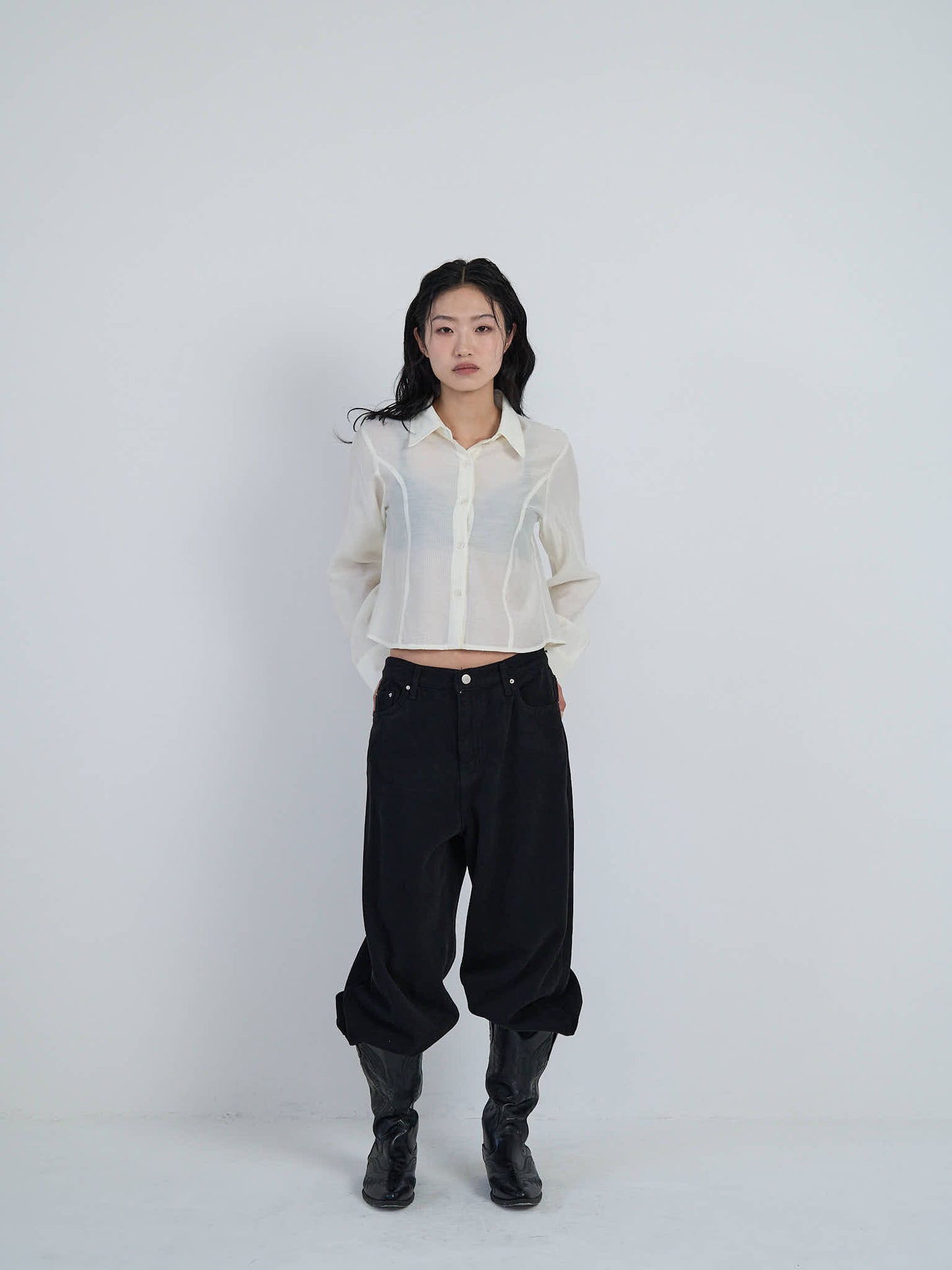cropped stripe shirt