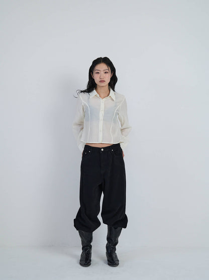 cropped stripe shirt