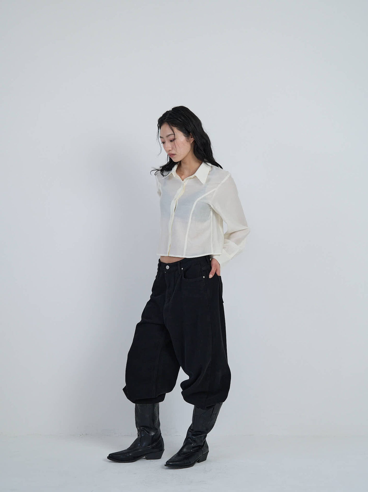cropped stripe shirt