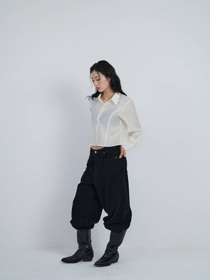 cropped stripe shirt
