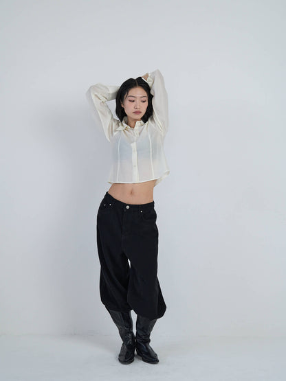 cropped stripe shirt