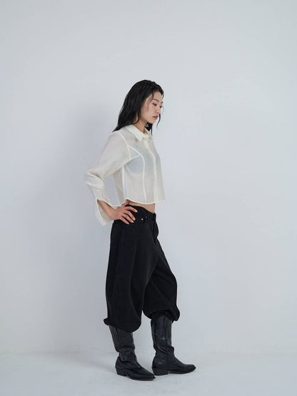 cropped stripe shirt