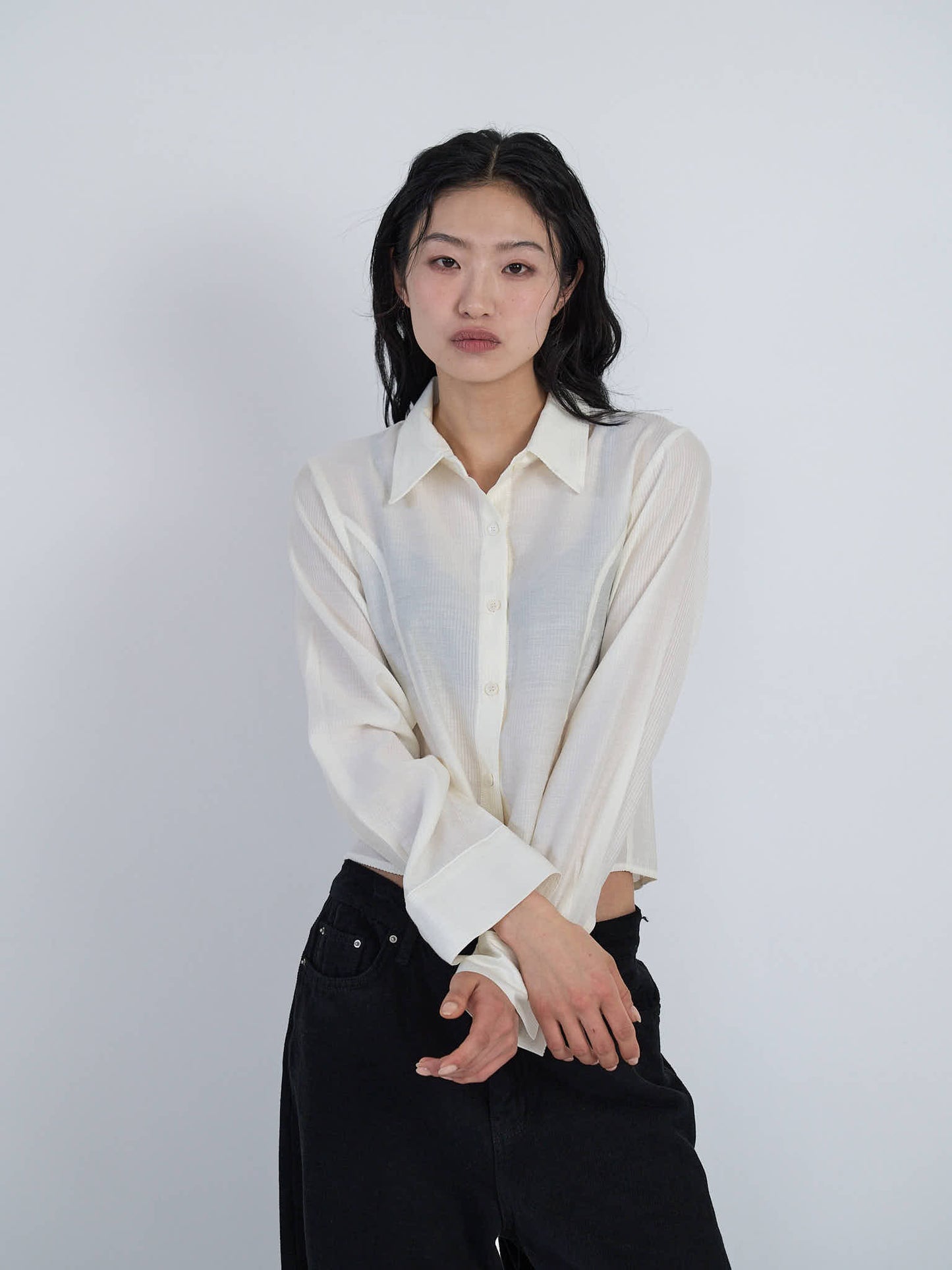 cropped stripe shirt
