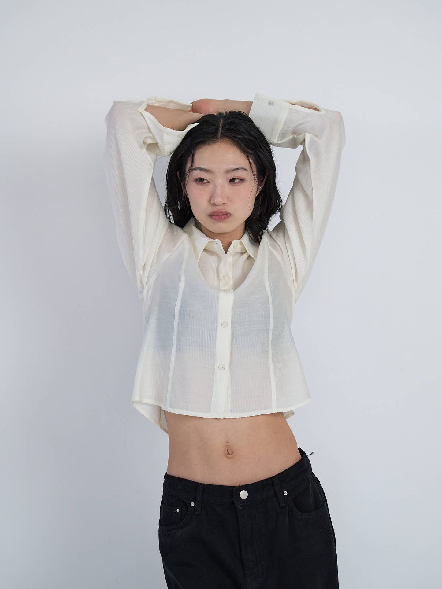 cropped stripe shirt
