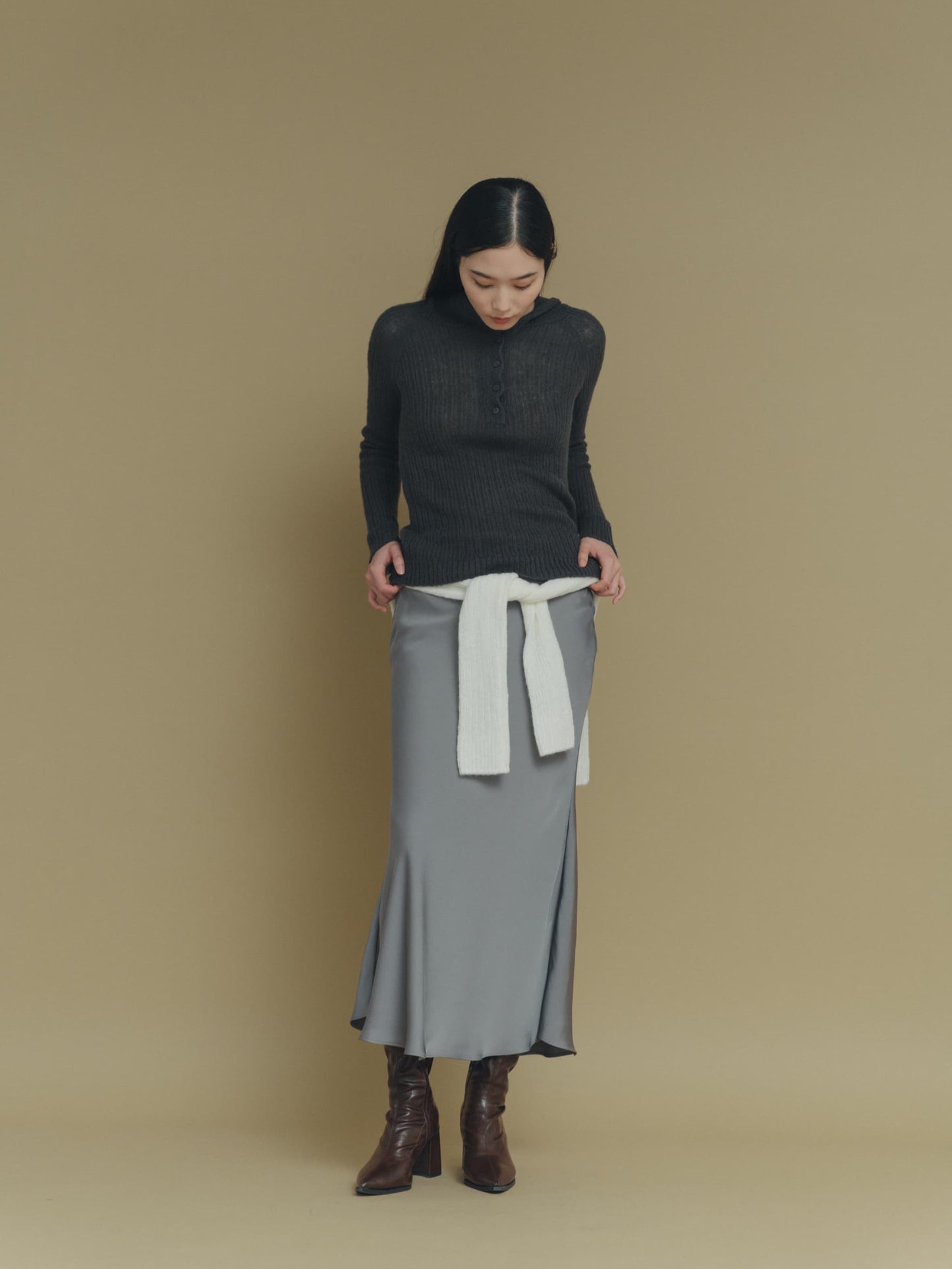 color satin skirt