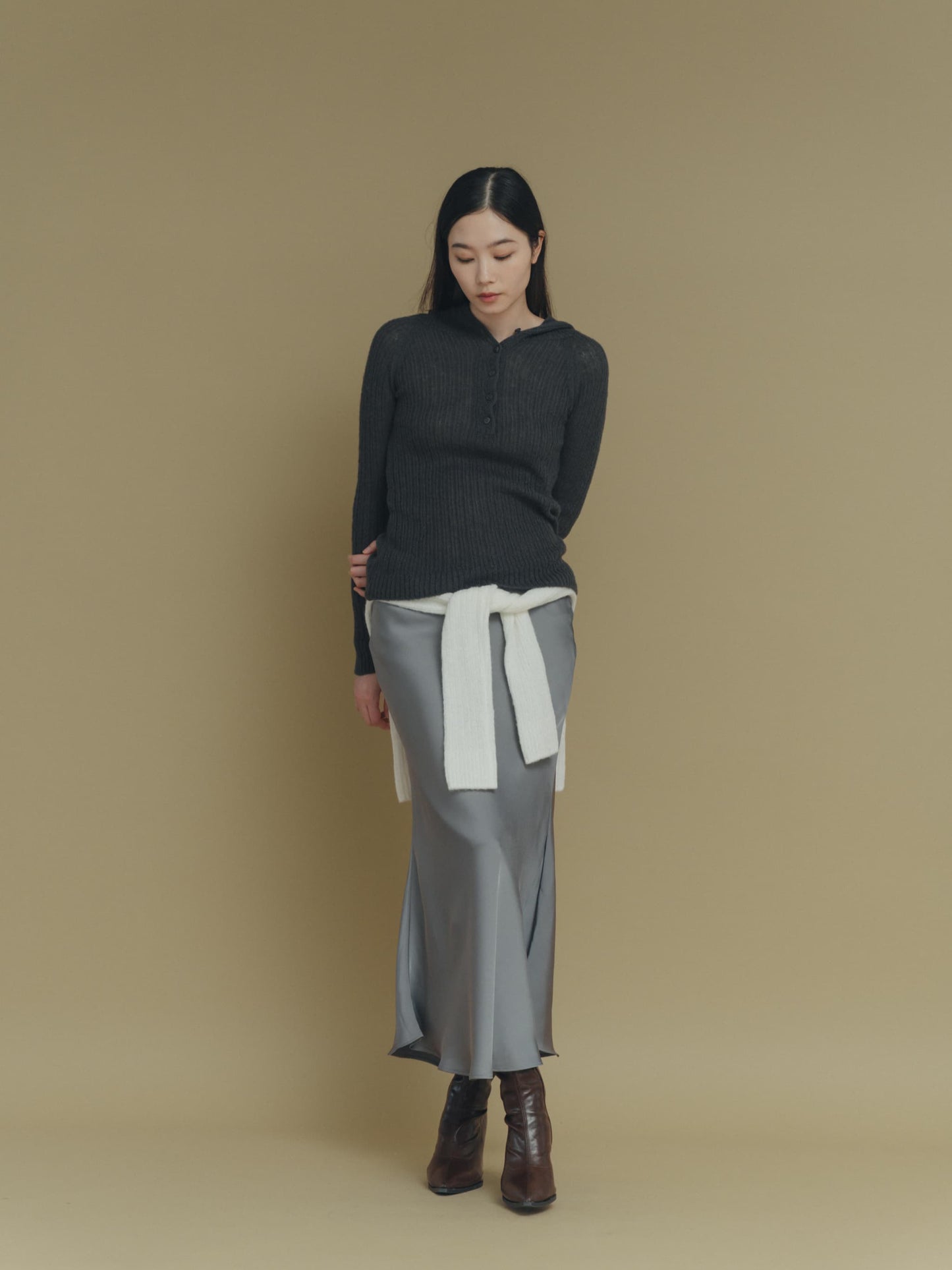 color satin skirt