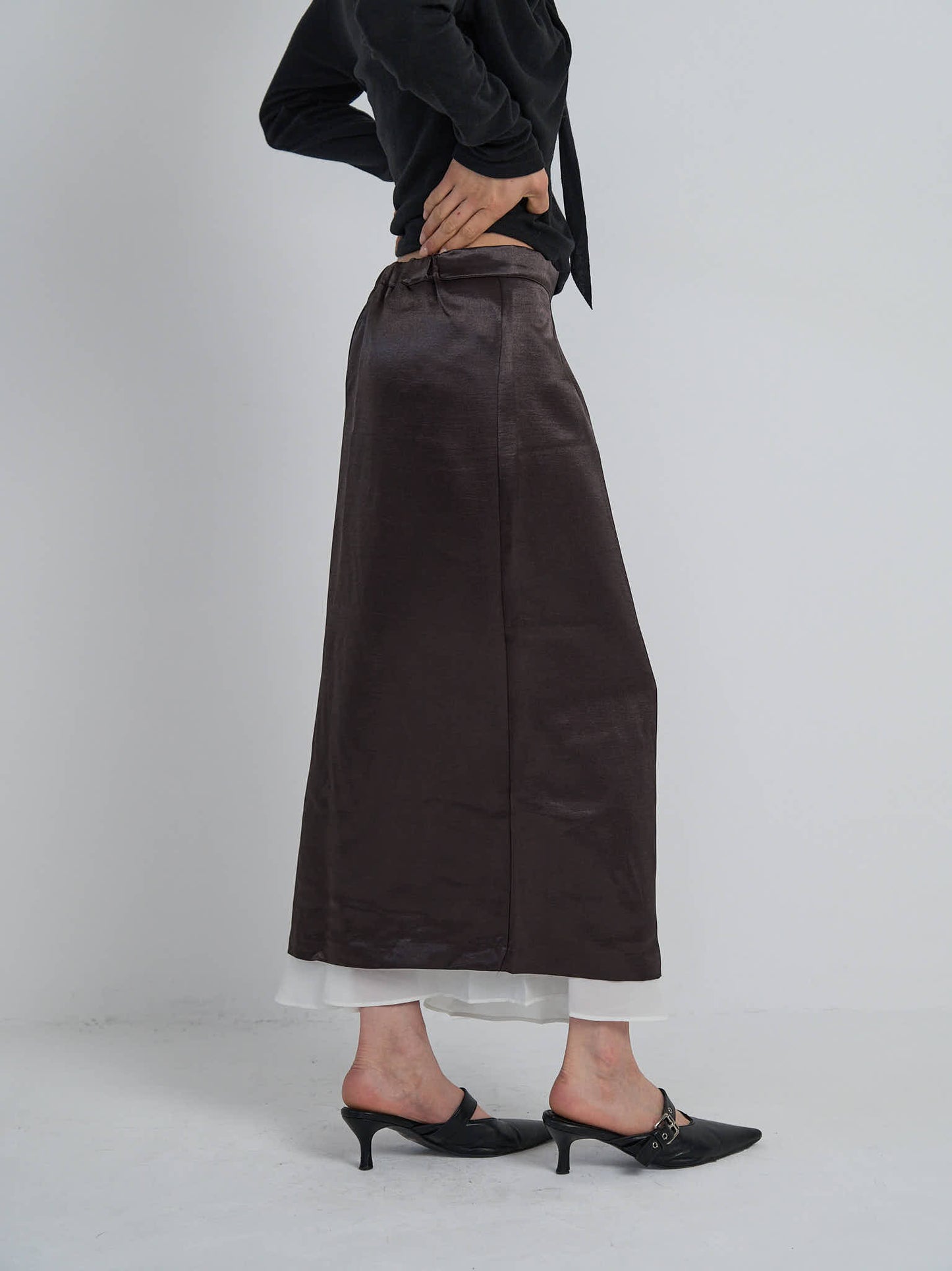 satin slit skirt