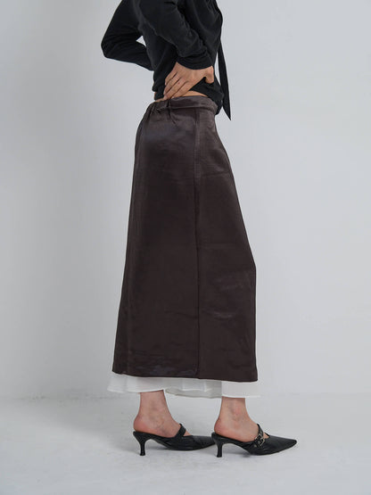 satin slit skirt