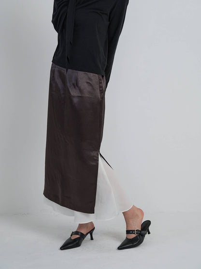 satin slit skirt