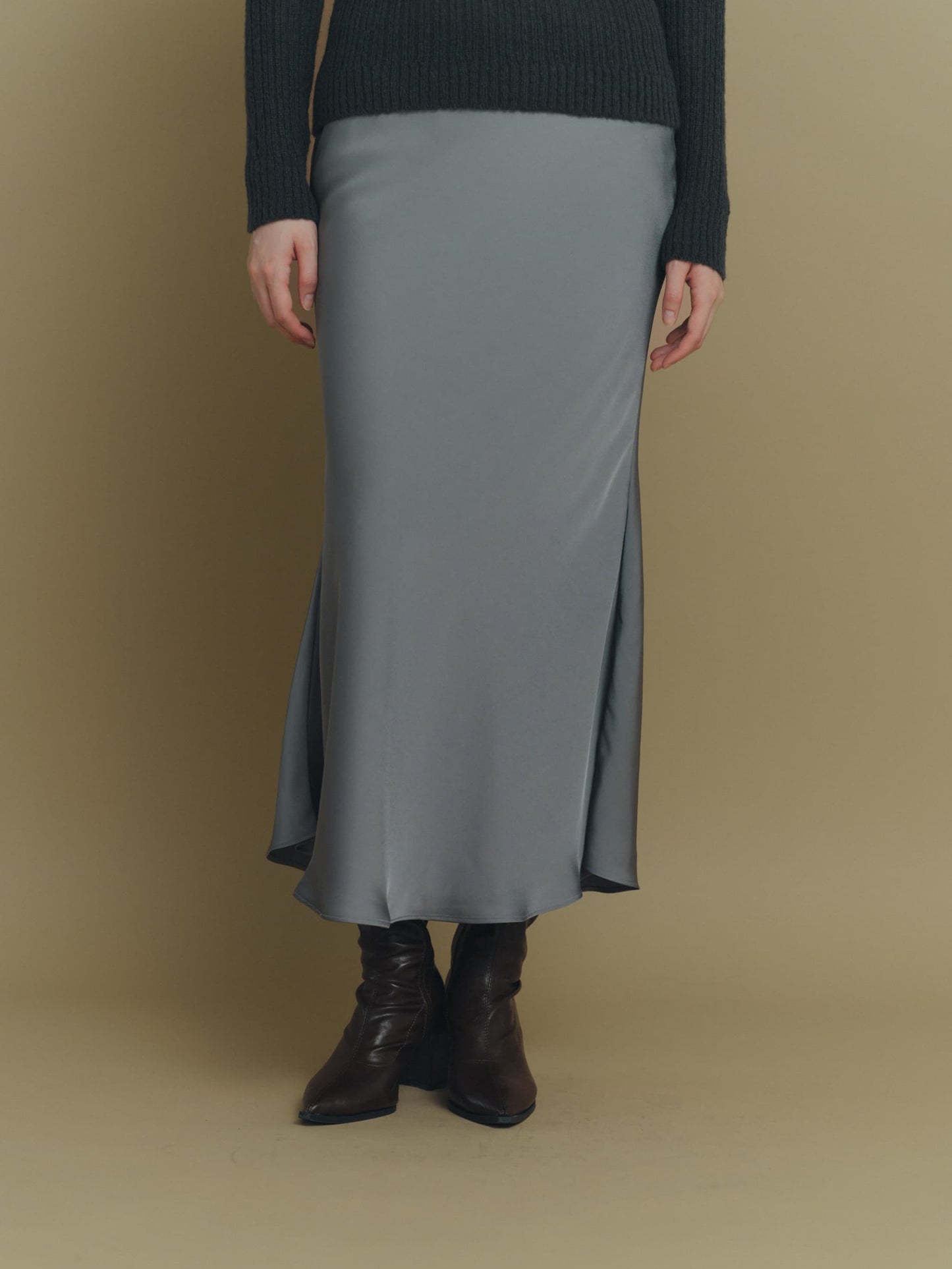 color satin skirt