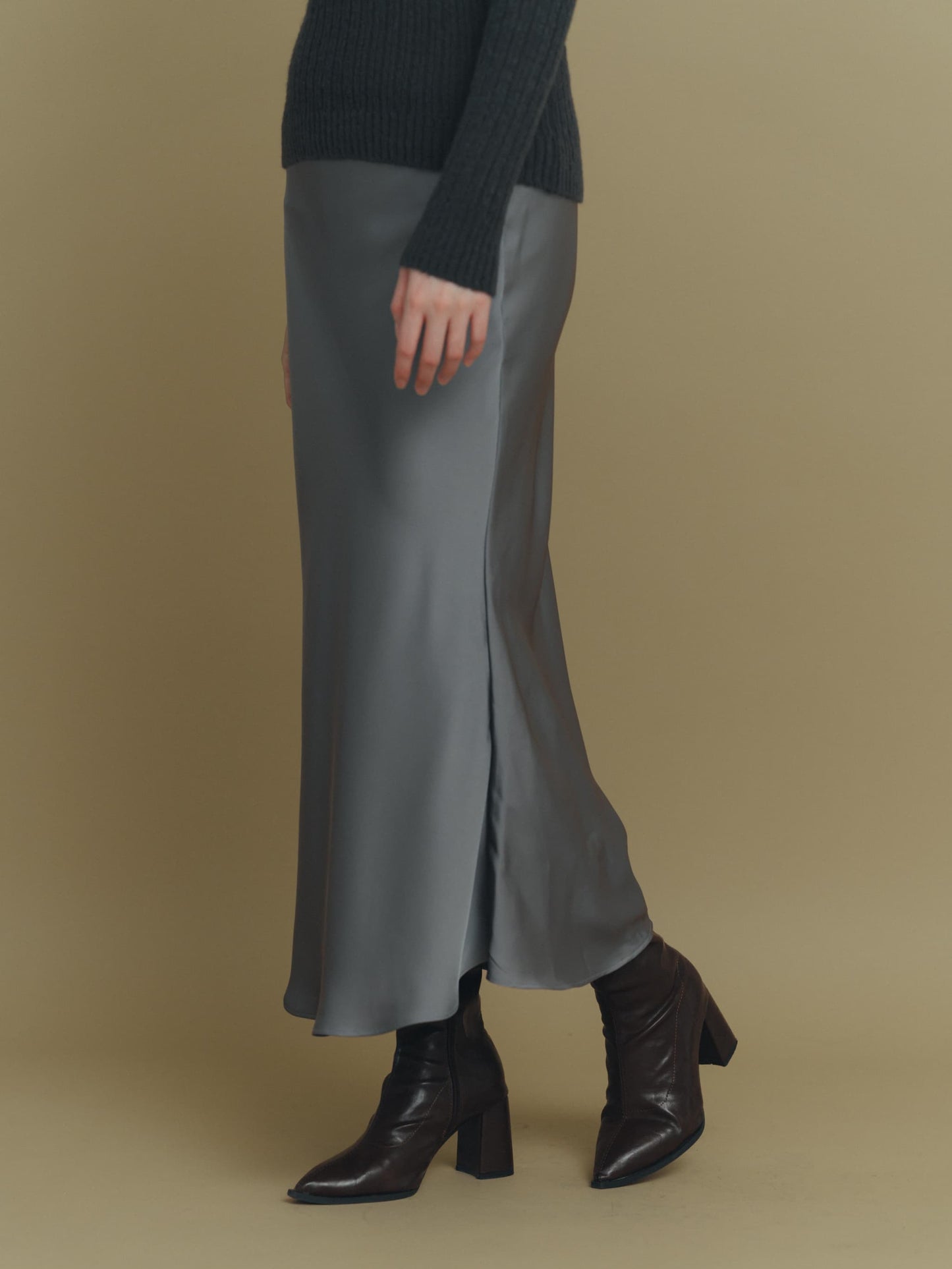 color satin skirt
