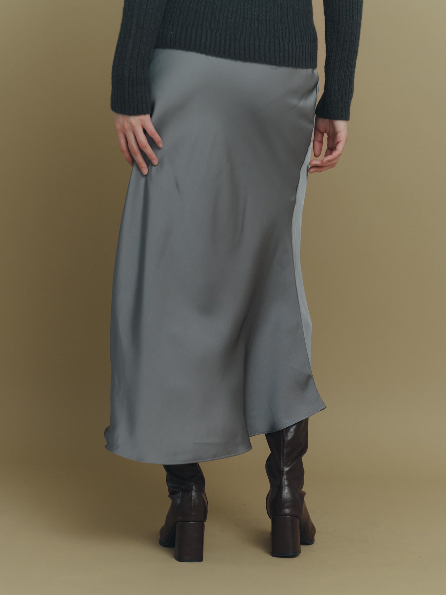 color satin skirt