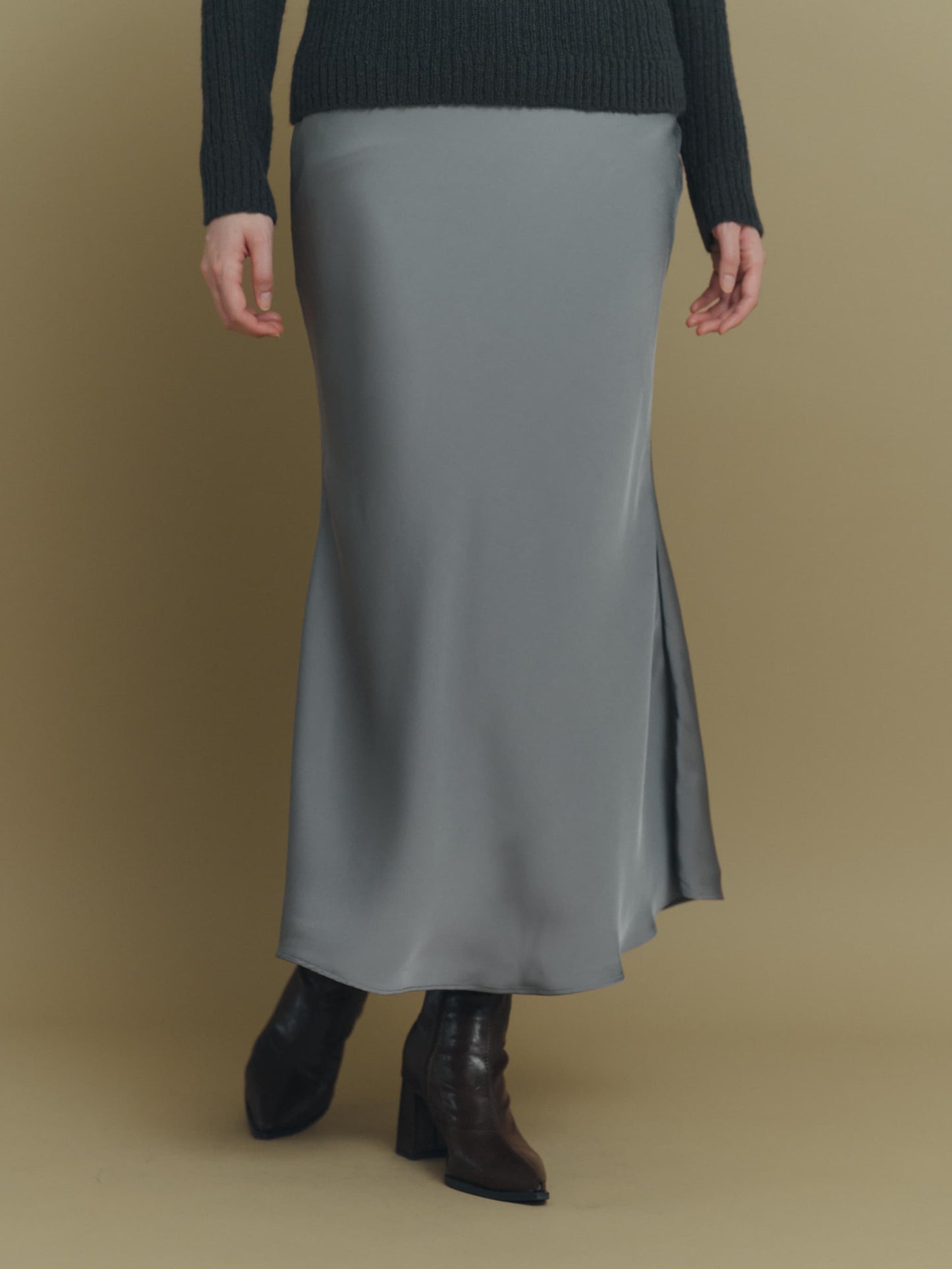 color satin skirt