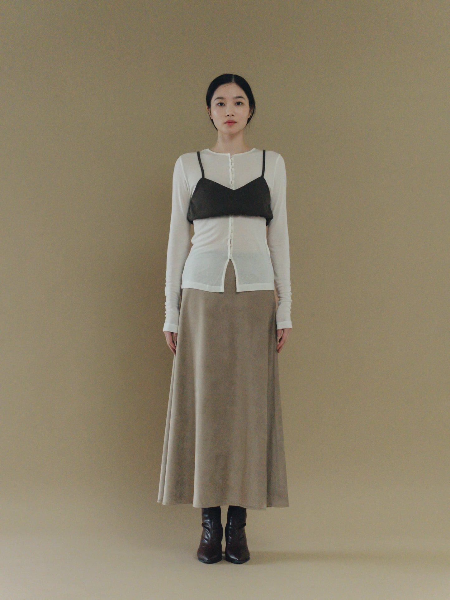 suede long skirt