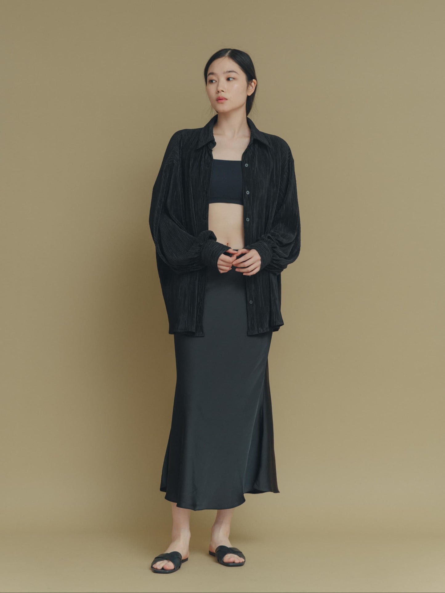 color satin skirt