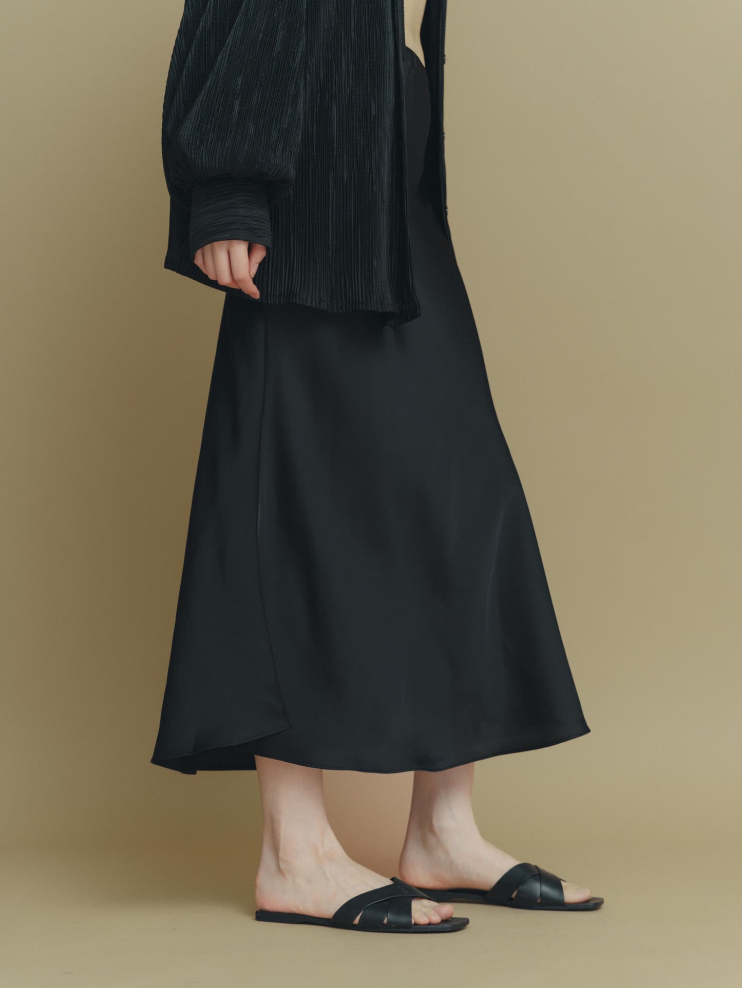 color satin skirt