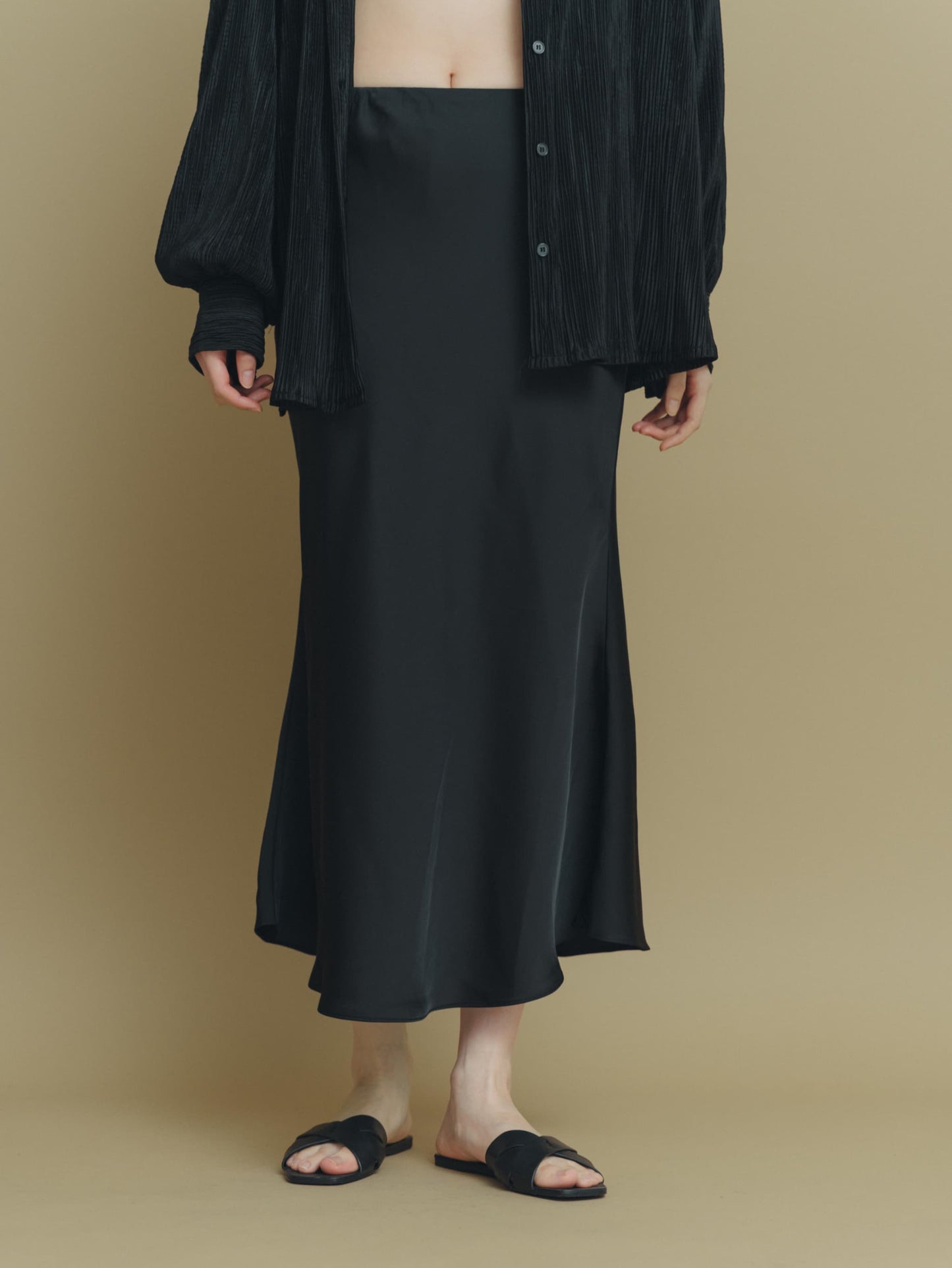 color satin skirt