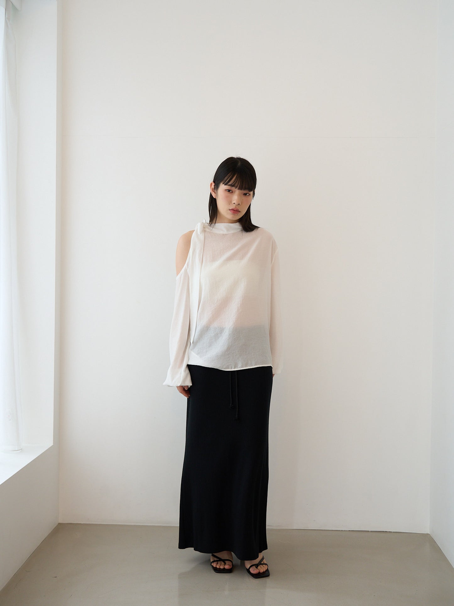 rib sheer long skirt