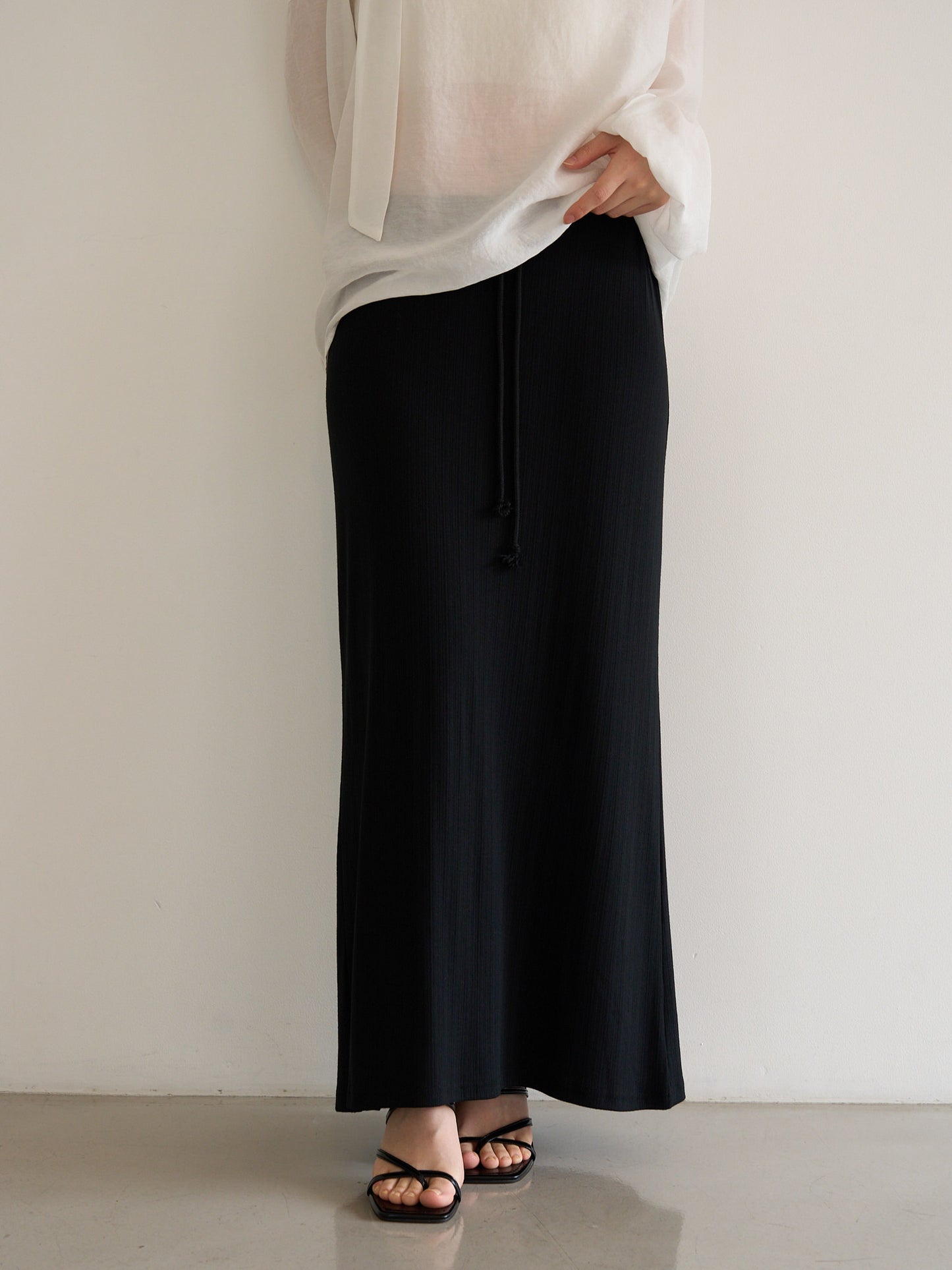 rib sheer long skirt