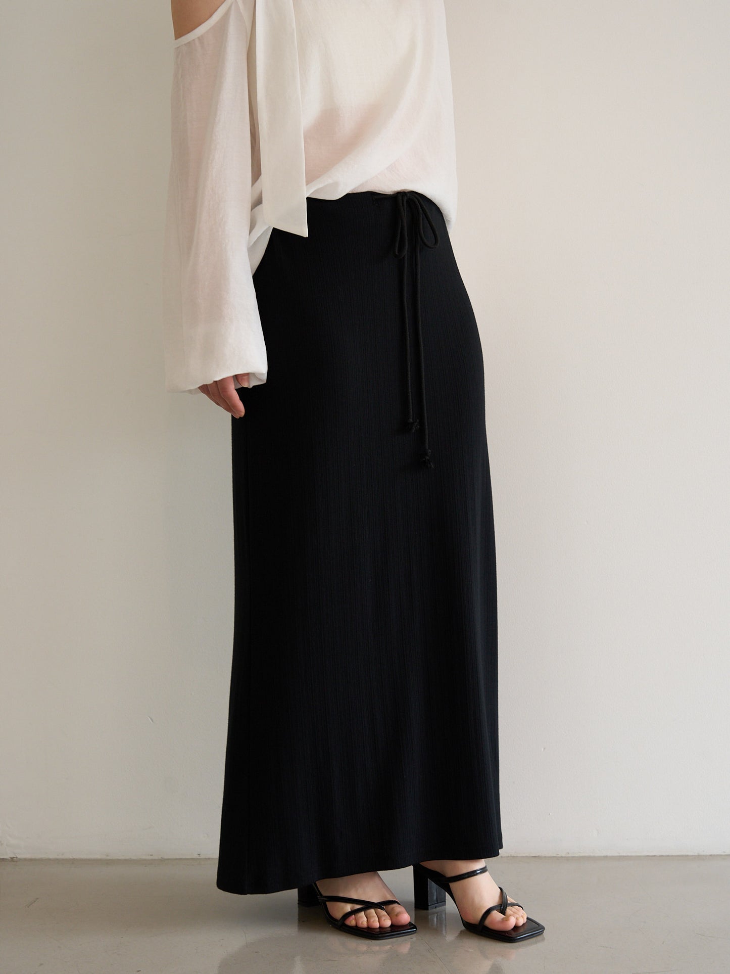 rib sheer long skirt