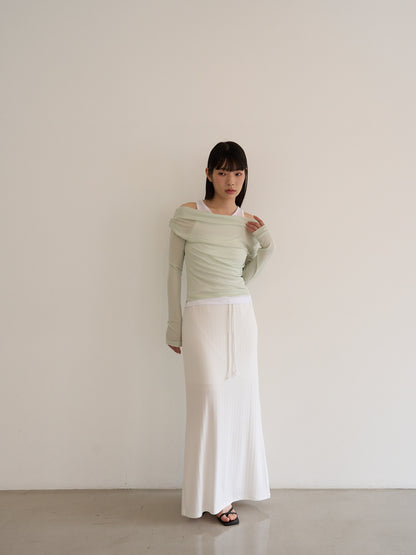 rib sheer long skirt