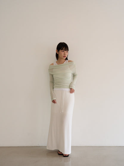 rib sheer long skirt