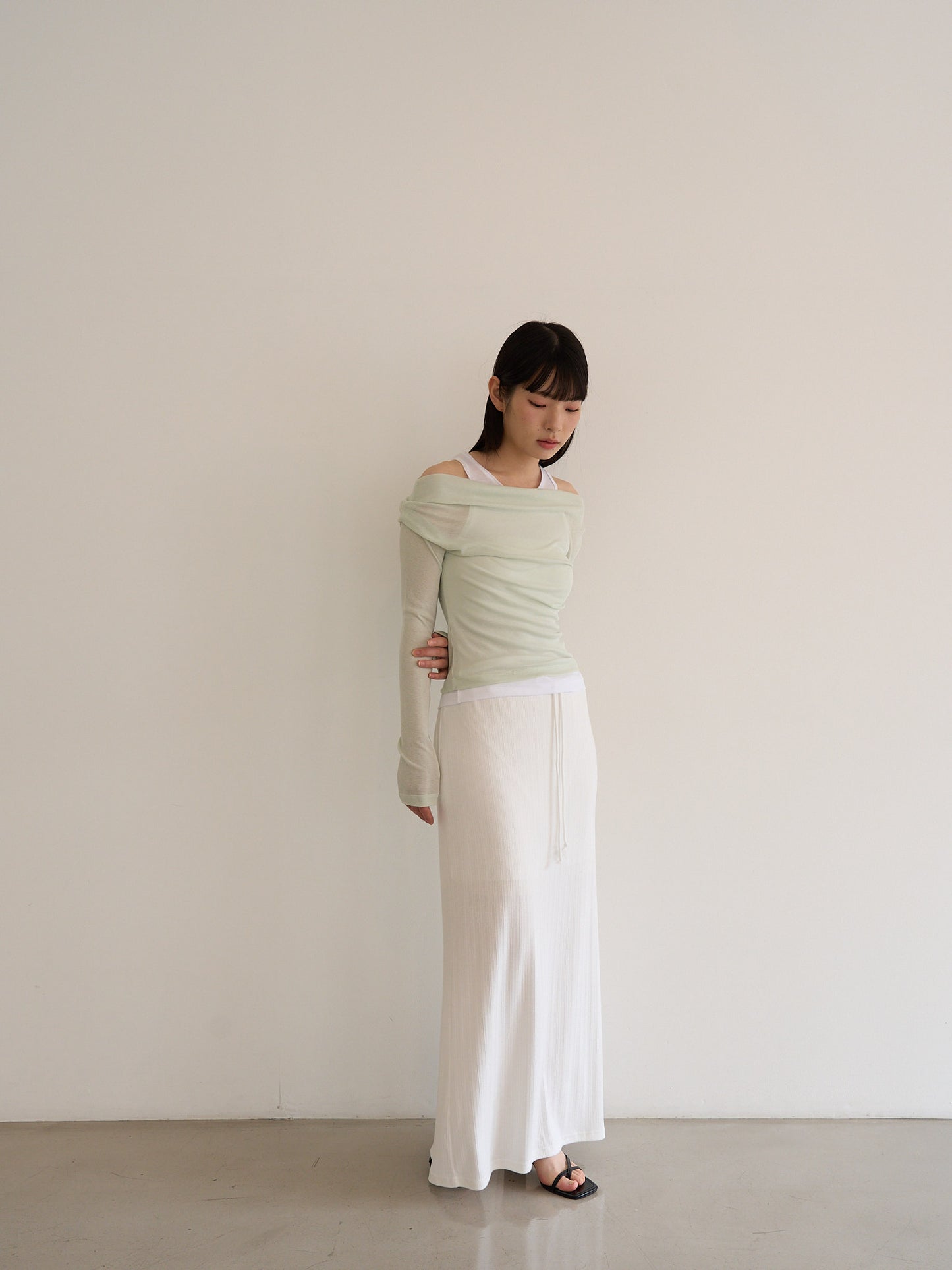 rib sheer long skirt
