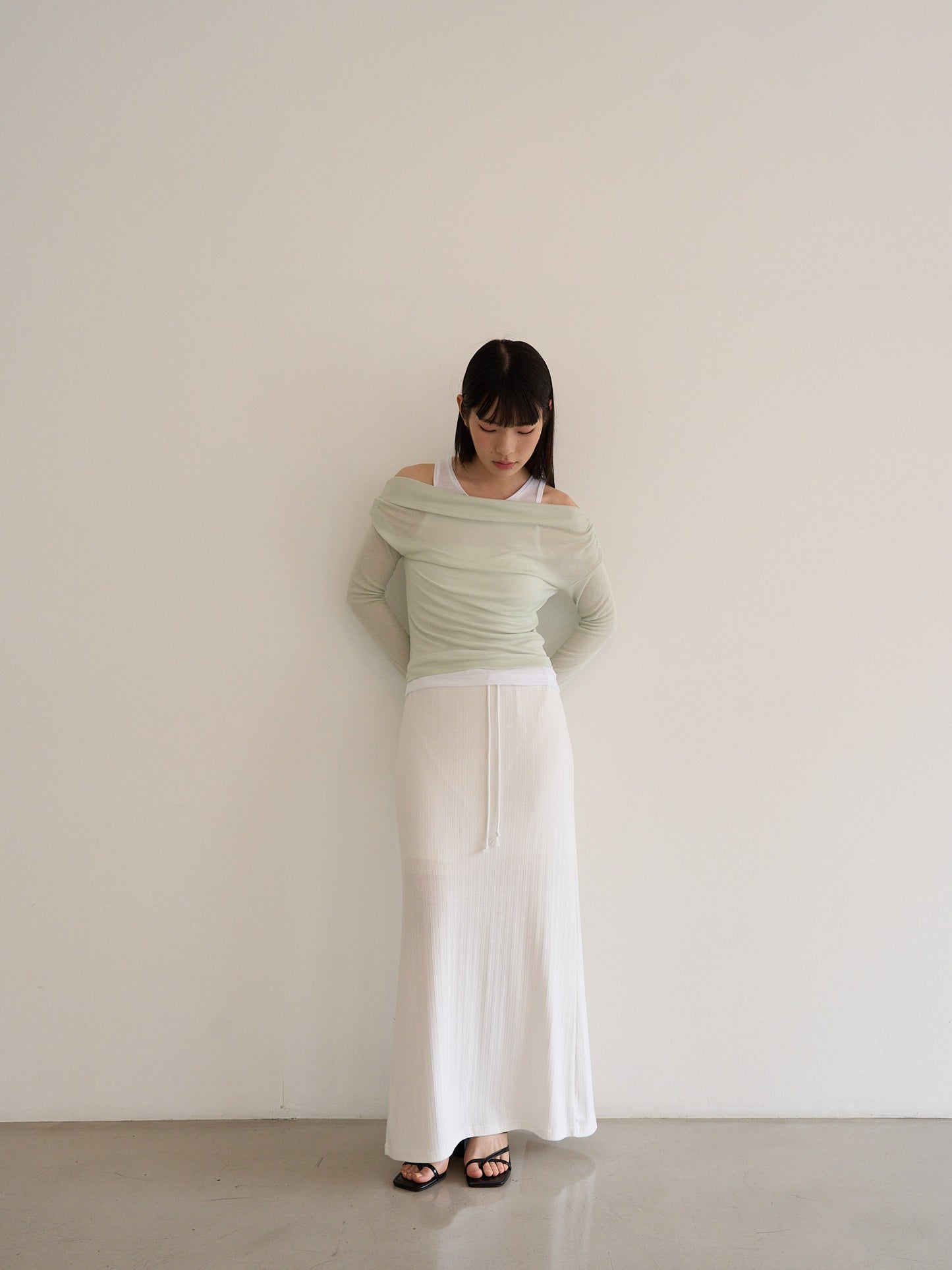 rib sheer long skirt