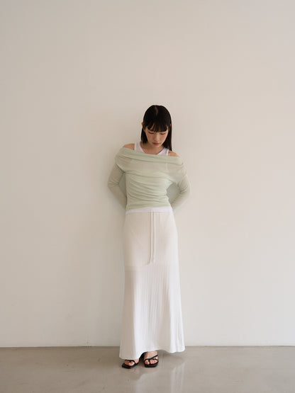 rib sheer long skirt