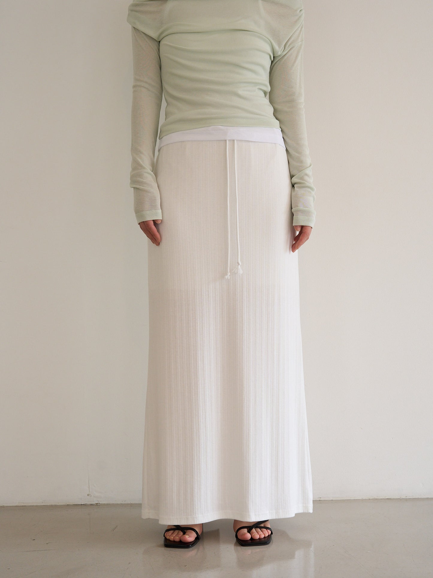 rib sheer long skirt