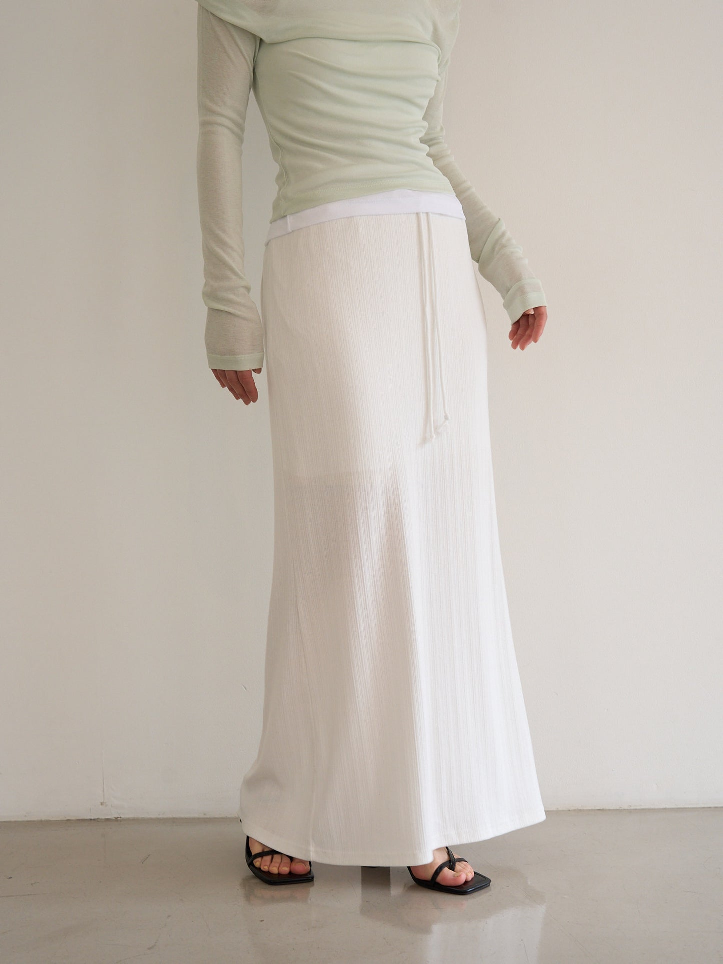 rib sheer long skirt