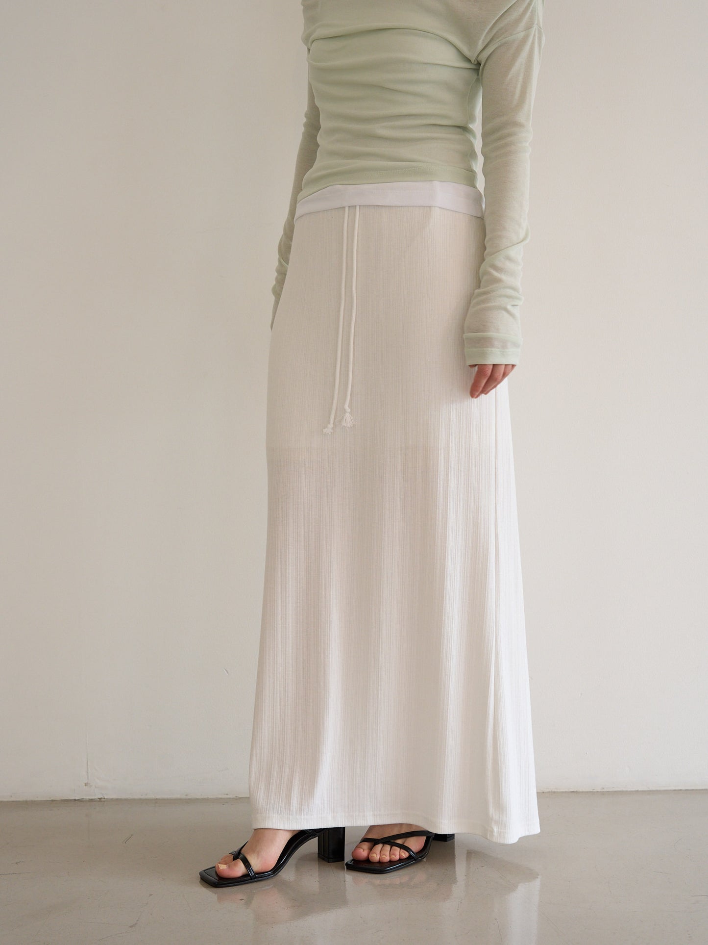 rib sheer long skirt