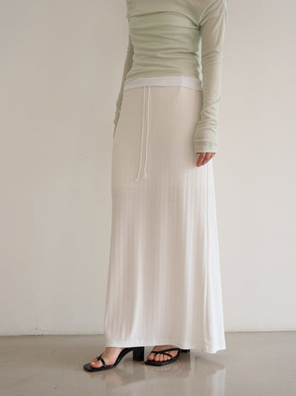 rib sheer long skirt