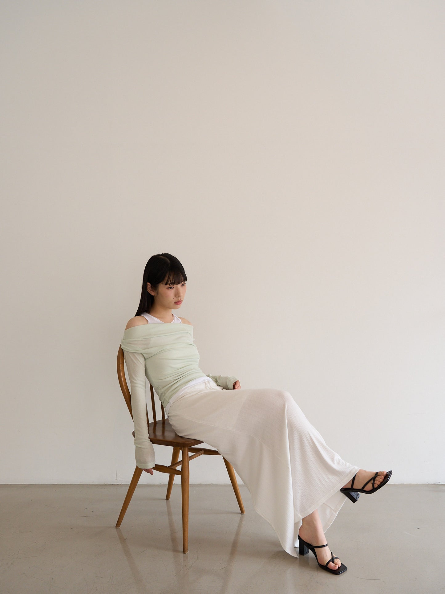 rib sheer long skirt